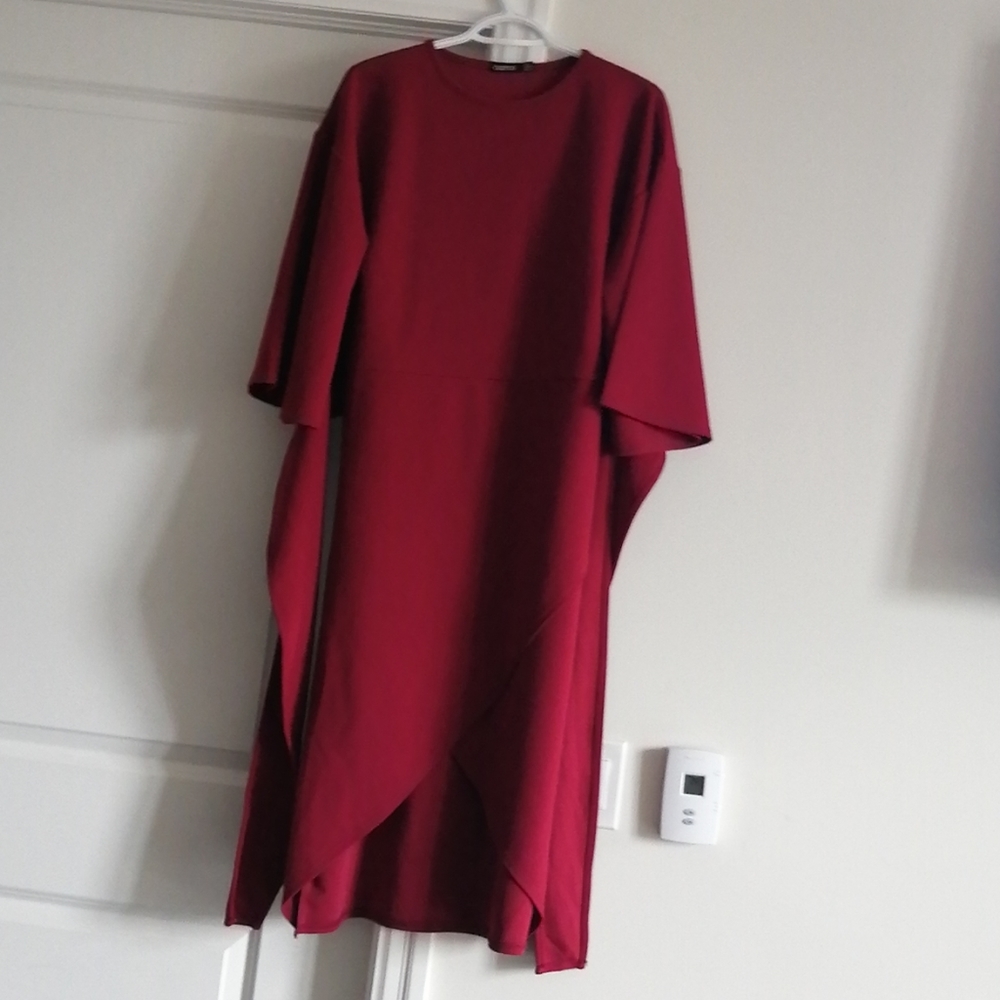 Plus Kimono Sleeves Wrap Over Midi Dress